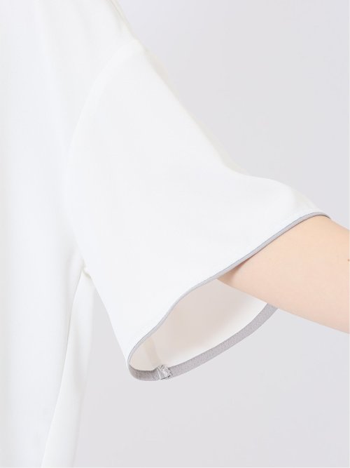 配色 パイピング 半袖 プルオーバー ブラウス