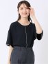 配色 パイピング 半袖 プルオーバー ブラウス