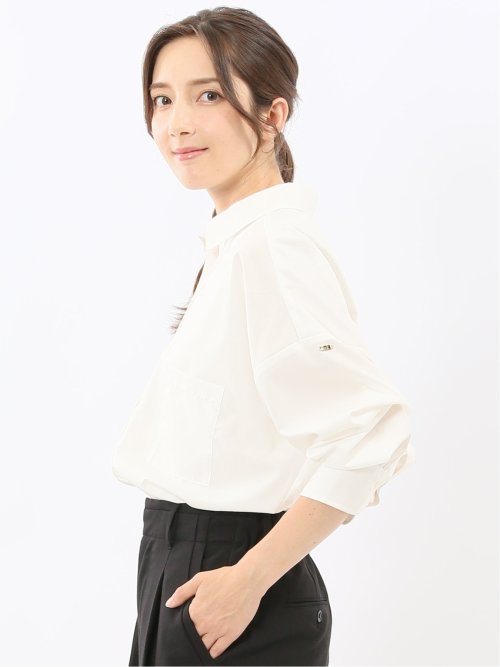 レギュラーカラー 長袖コクーンブラウス