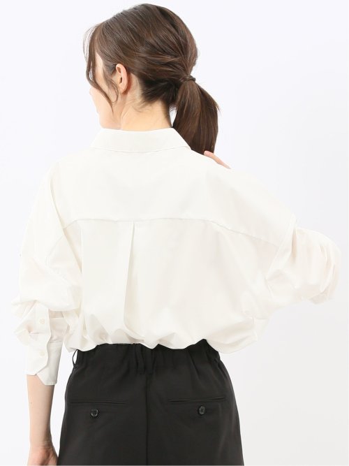 レギュラーカラー 長袖コクーンブラウス