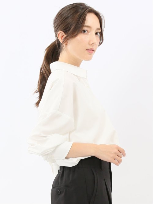 レギュラーカラー 長袖コクーンブラウス