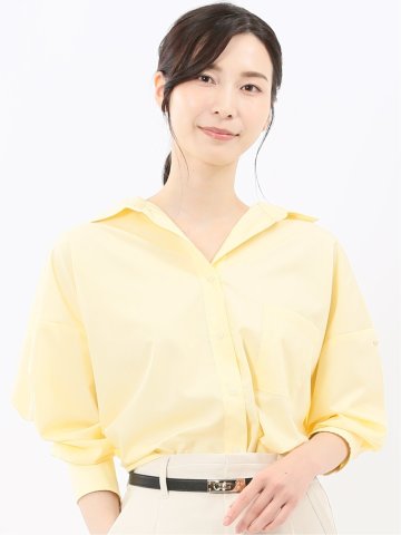 レギュラーカラー 長袖コクーンブラウス