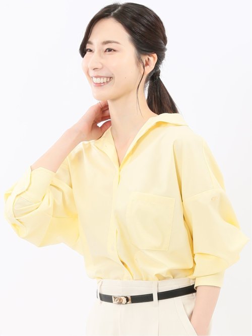 レギュラーカラー 長袖コクーンブラウス