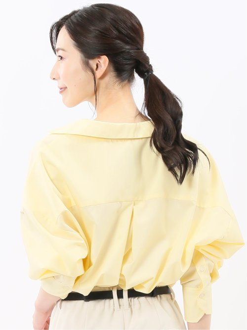 レギュラーカラー 長袖コクーンブラウス