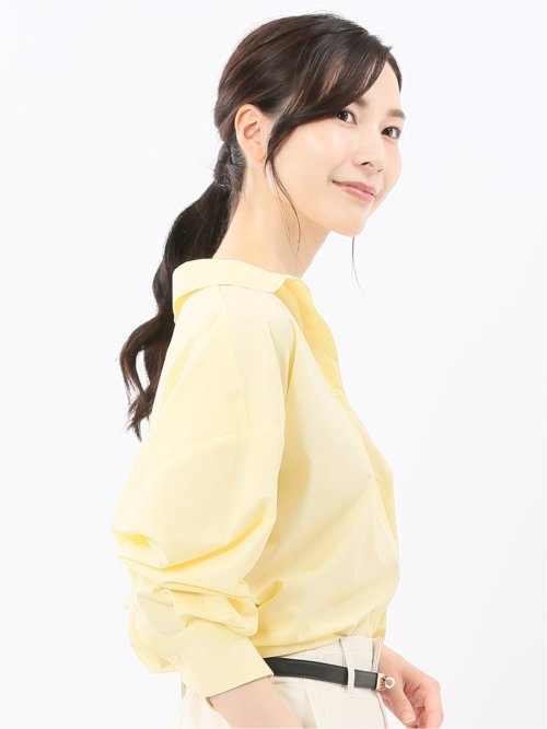 レギュラーカラー 長袖コクーンブラウス