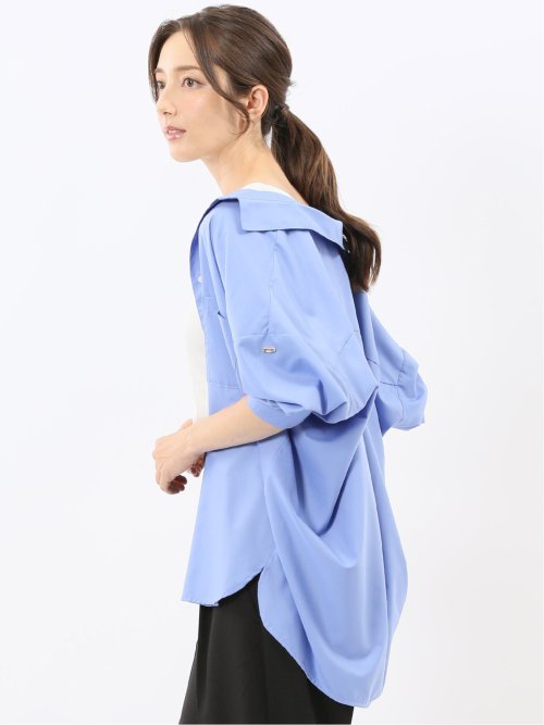 レギュラーカラー 長袖コクーンブラウス