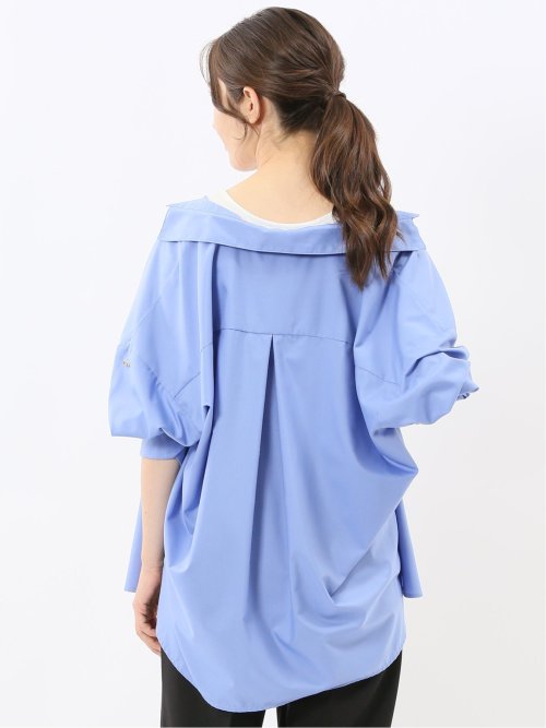 レギュラーカラー 長袖コクーンブラウス