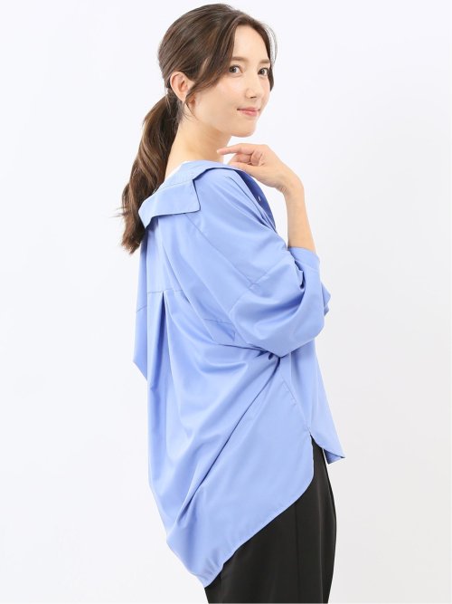 レギュラーカラー 長袖コクーンブラウス