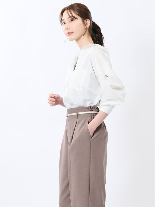 レギュラーカラー 長袖コクーンブラウス
