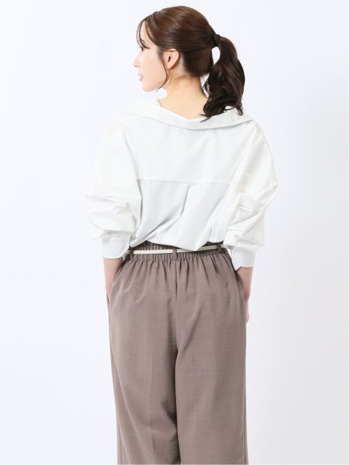 レギュラーカラー 長袖コクーンブラウス