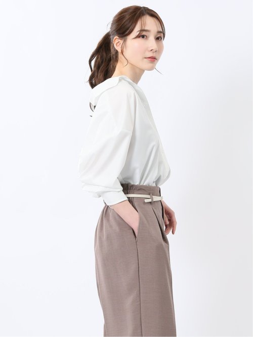 レギュラーカラー 長袖コクーンブラウス