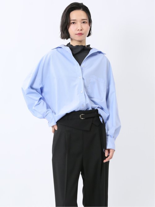 レギュラーカラー 長袖コクーンブラウス