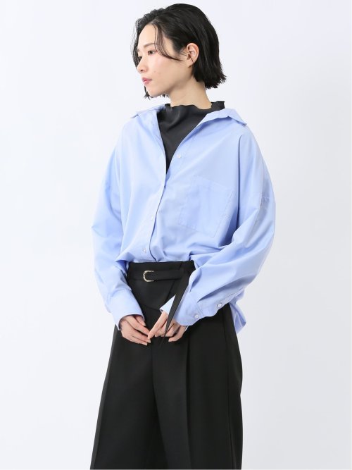 レギュラーカラー 長袖コクーンブラウス