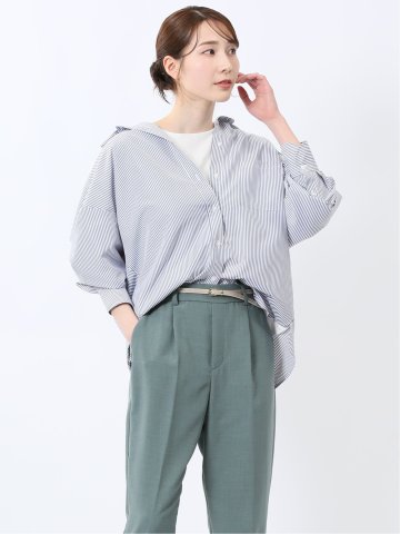 レギュラーカラー 長袖コクーンブラウス