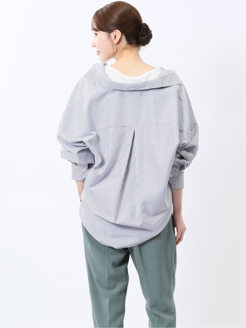 レギュラーカラー 長袖コクーンブラウス