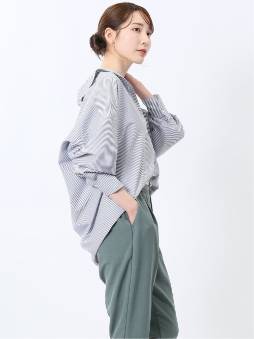 レギュラーカラー 長袖コクーンブラウス