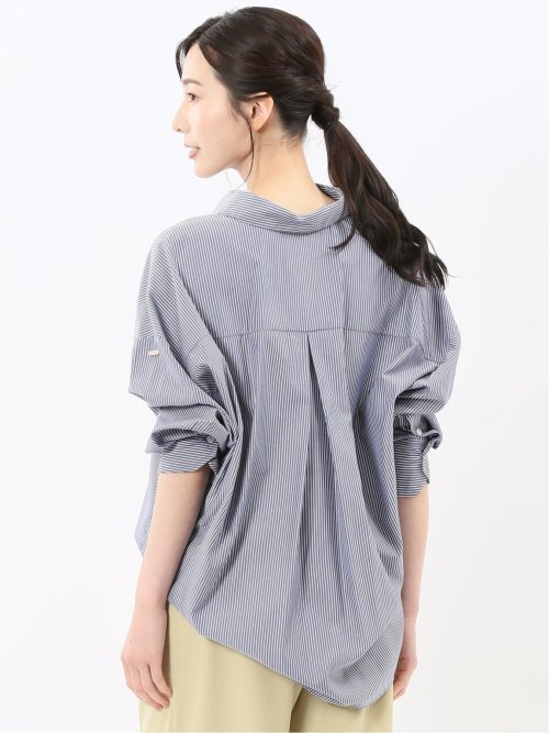レギュラーカラー 長袖コクーンブラウス