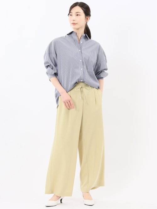 レギュラーカラー 長袖コクーンブラウス