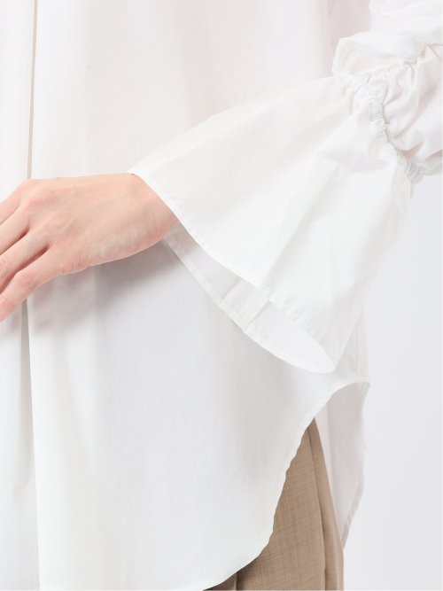 袖ギャザー Vネック プルオーバーブラウス