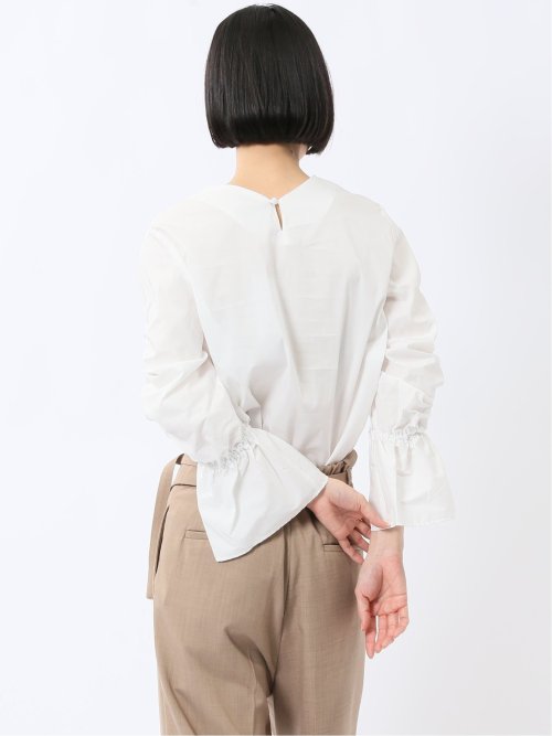 袖ギャザー Vネック プルオーバーブラウス