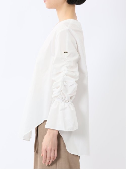 袖ギャザー Vネック プルオーバーブラウス