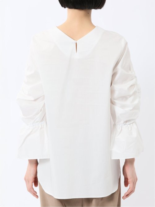 袖ギャザー Vネック プルオーバーブラウス