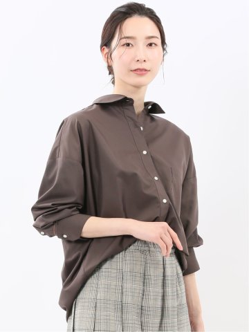 レギュラーカラー 長袖コクーンブラウス