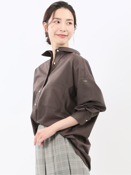 レギュラーカラー 長袖コクーンブラウス