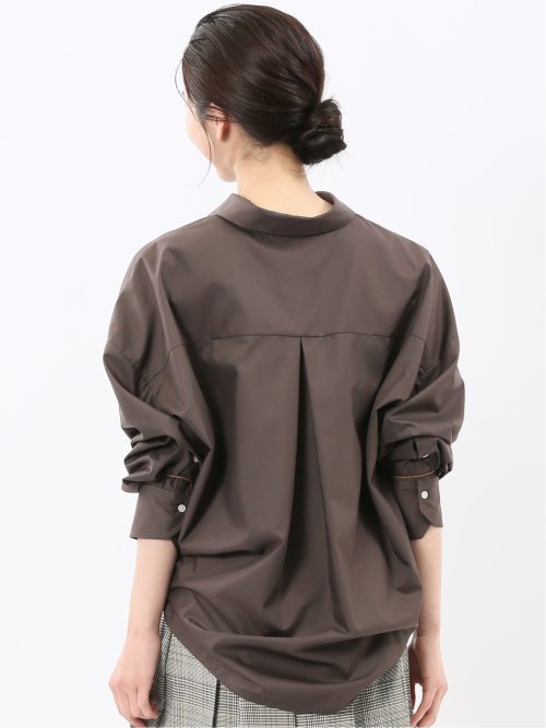 レギュラーカラー 長袖コクーンブラウス