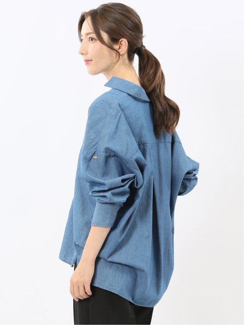 レギュラーカラー 長袖コクーンブラウス