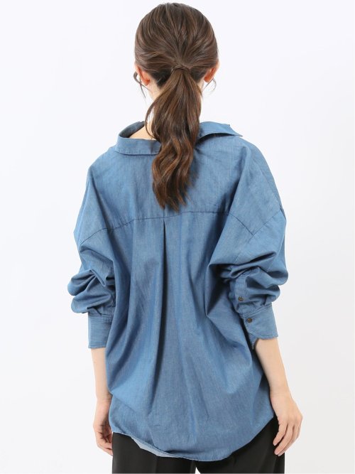 レギュラーカラー 長袖コクーンブラウス