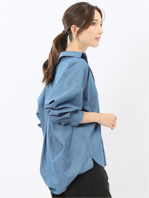 レギュラーカラー 長袖コクーンブラウス