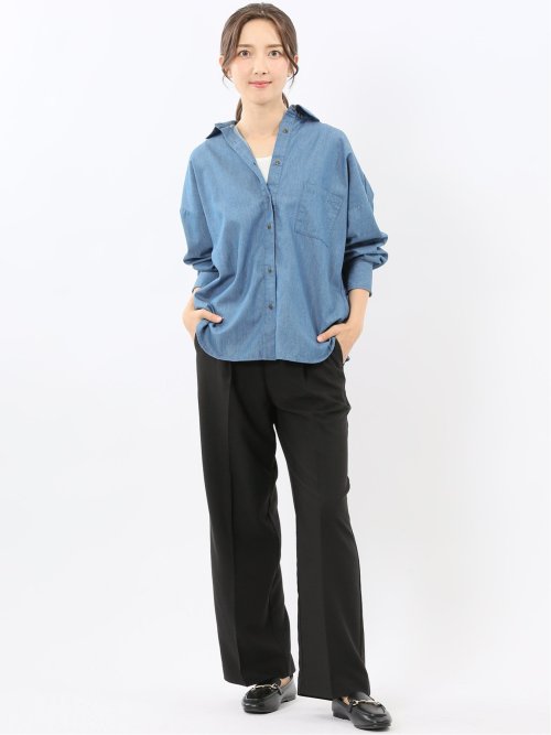 レギュラーカラー 長袖コクーンブラウス