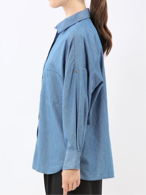 レギュラーカラー 長袖コクーンブラウス