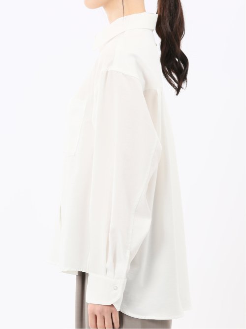 ストレッチ バックタック レギュラーカラー 長袖ブラウス