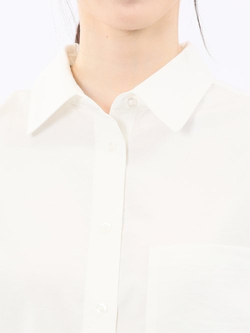 ストレッチ バックタック レギュラーカラー 長袖ブラウス