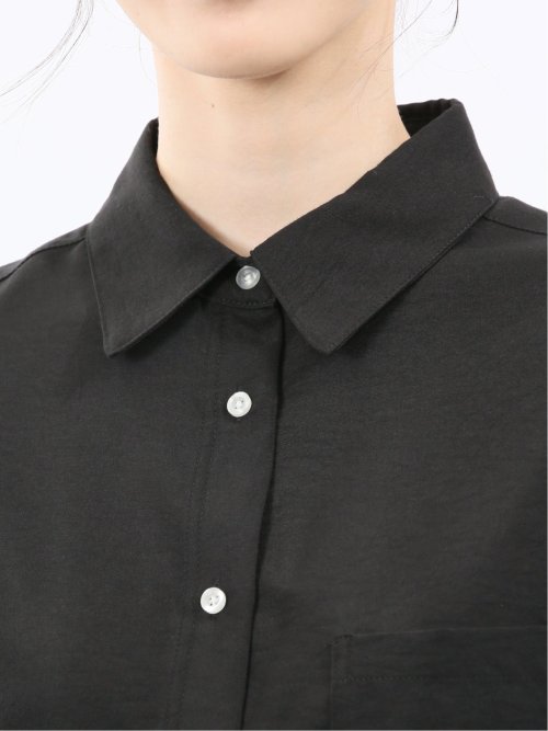 ストレッチ バックタック レギュラーカラー 長袖ブラウス