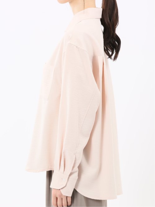 ストレッチ バックタック レギュラーカラー 長袖ブラウス