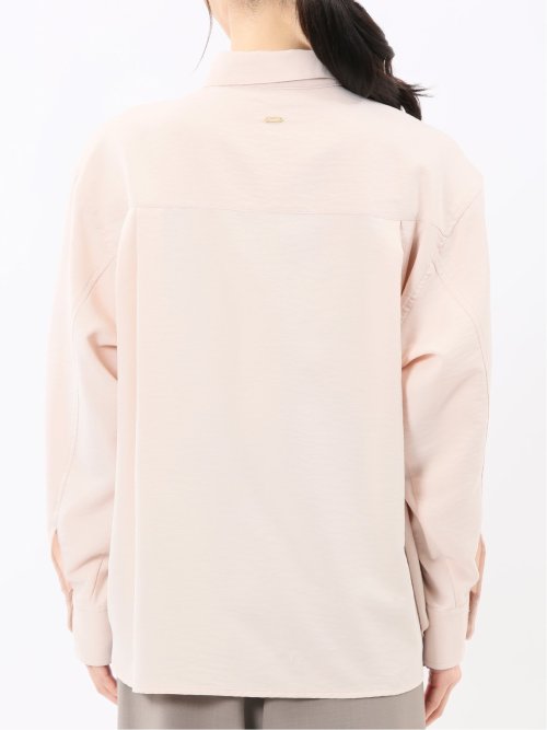 ストレッチ バックタック レギュラーカラー 長袖ブラウス