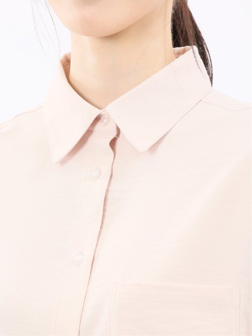 ストレッチ バックタック レギュラーカラー 長袖ブラウス