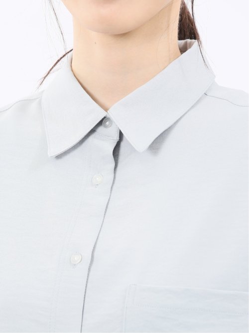 ストレッチ バックタック レギュラーカラー 長袖ブラウス