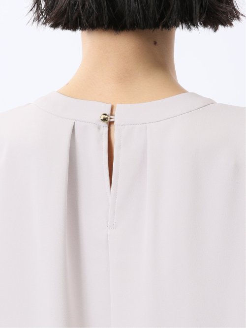 金具付きボウタイ風 7分袖プルオーバーブラウス