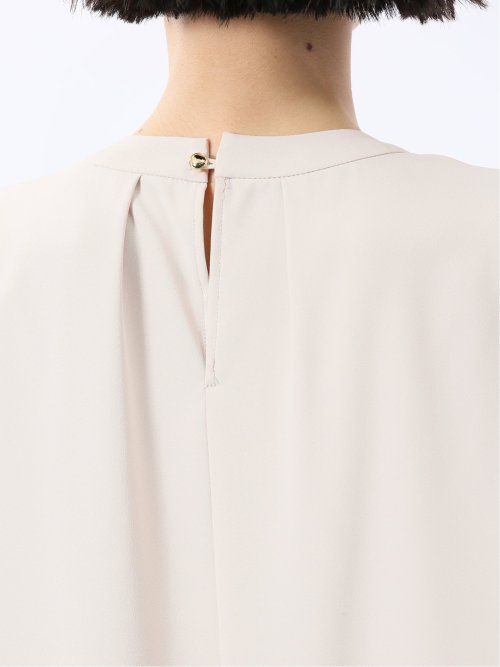 金具付きボウタイ風 7分袖プルオーバーブラウス