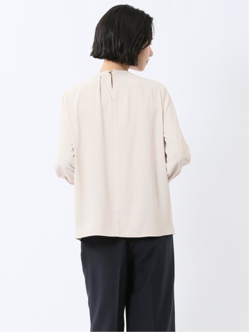 金具付きボウタイ風 7分袖プルオーバーブラウス