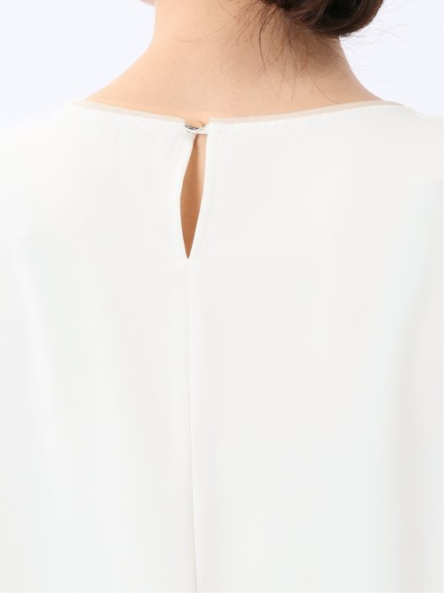 バイカラー 半袖プルオーバーブラウス