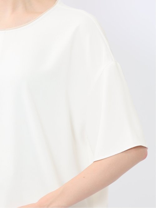 バイカラー 半袖プルオーバーブラウス