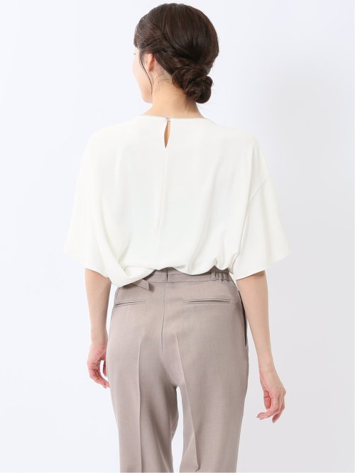 バイカラー 半袖プルオーバーブラウス