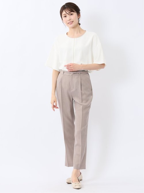 バイカラー 半袖プルオーバーブラウス