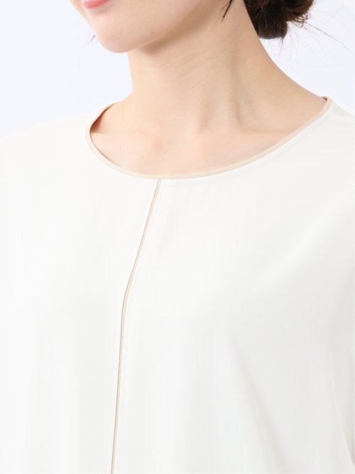 バイカラー 半袖プルオーバーブラウス