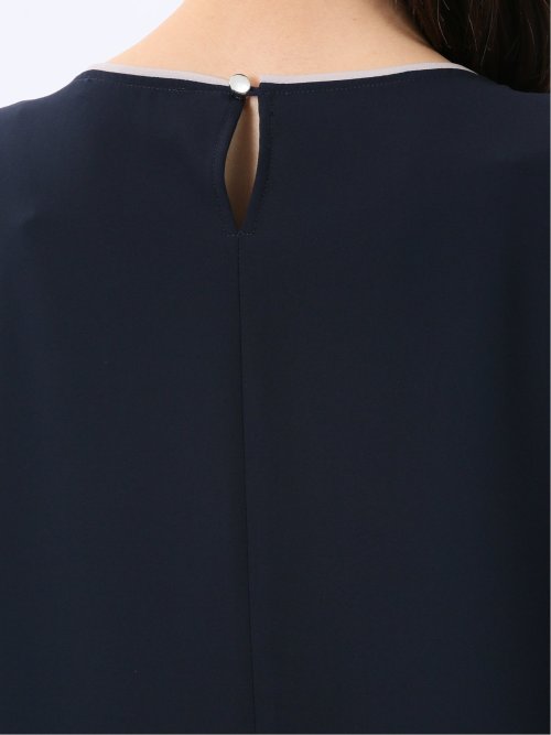 バイカラー 半袖プルオーバーブラウス